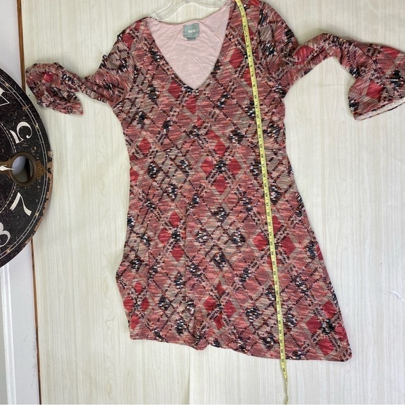 Maeve by Anthropologie Argyle Erina dark coral a-line bell sleeves dress size L - Picture 14 of 15